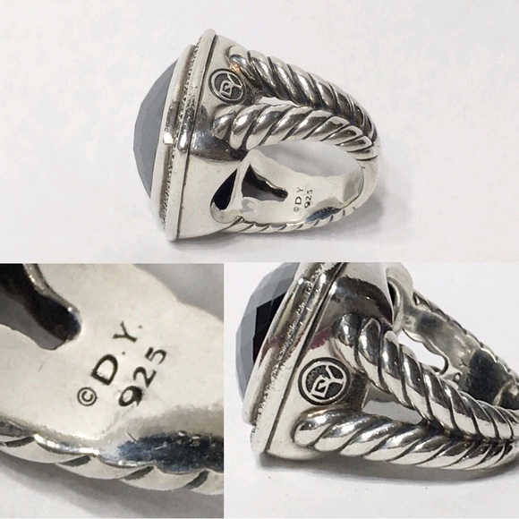 David Yurman Hematite Diamond Albion Ring - Picture 5 of 8